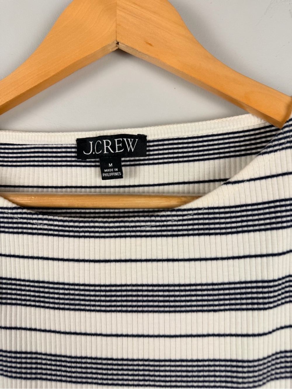 J. Crew Ruffle Sleeve Stripe Ribbed top size medium - Picture 2 of 6